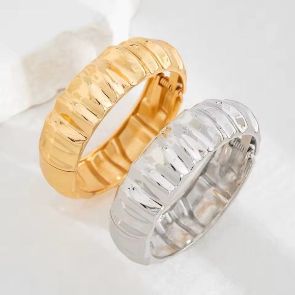 Gold Textured Bangle Bracelet - Picture 10 of 10